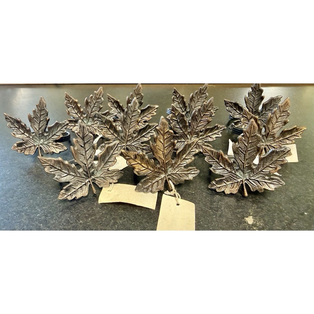 Maple Leaf Napkin Rings Set of 11 Autumn Fall Thanksgiving  gold color NWT VTG